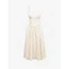 Mistress Rocks Womens  Lace-embroidered Corset Cotton-blend Midi Dress In Cloud Rose