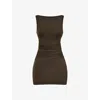 Mistress Rocks Womens Earth Contrast-trim Cut-out Stretch-woven Mini Dress In Earth