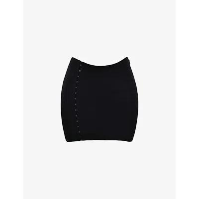 Mistress Rocks Womens Curved-waist Stretch-crepe Jersey Mini Skirt Black