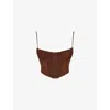 Mistress Rocks Womens  Dreaming Ruched-bust Stretch-woven Corset Top In Brown Print