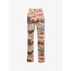 Mistress Rocks Womens Foundry Graphic-print Straight-leg Denim Jeans Landscape Print In Landscape Print