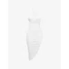 Mistress Rocks Womens Ivory Gathered Open Back Stretch-jersey Midi Dress In Ivory