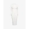 Mistress Rocks Womens White High-neck Open-back Stretch-jersey Midi Dress In White