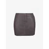 Mistress Rocks Womens High-rise Waxed Woven Mini Skirt Vintage Cocoa In Vintage Cocoa