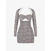 Mistress Rocks Womens Loyal Zebra-print Stretch-mesh Mini Dress Champagne Printed In Champagne Printed
