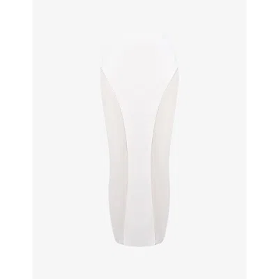 Mistress Rocks Womens Mesh-panel High-rise Stretch-jersey Maxi Skirt Ivory