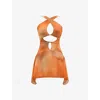 Shop Mistress Rocks Womens Orange Ombre Cut-out Slim-fit Stretch-mesh Mini Dress