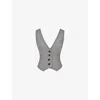 Mistress Rocks Womens  Plunge-neck Slim-fit Checked Stretch-woven Waistcoat In Brown