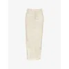 Mistress Rocks Womens Rear-slit Faux-leather Midi Skirt Cream In Cream