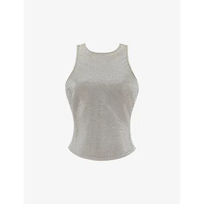 Mistress Rocks Womens Sequin Open-back Woven Top Sandstone
