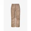 Mistress Rocks Womens Straight-leg Mid-rise Vegan-leather Trousers Mocha