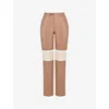 Mistress Rocks Womens Straight-leg Mid-rise Vegan-leather Trousers Nutmeg In Nutmeg