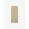Mistress Rocks Womens Gravel Tie-waist Slim-fit Pointelle Stretch-knit Midi Skirt In Gravel
