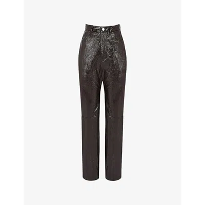 Mistress Rocks Womens Unconditional High-rise Patent Vegan-leather Trousers Dark Chocolate