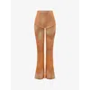 Mistress Rocks Womens Orange Ombre-print Flared-leg Stretch-mesh Trousers In Orange