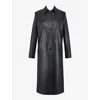 Mistress Rocks Womens  Oversized-collar Long-line Tailored Vegan-leather Coat In Black