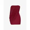 Mistress Rocks Womens Pinot Noir Draped Straples Woven Mini Dress