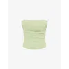 Mistress Rocks Womens Pear Pleated Strapless Woven Corset Top In Pear