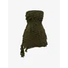 Mistress Rocks Womens Olive Ruffled Asymmetric-hem Georgette Mini Dress In Olive
