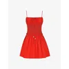 Mistress Rocks Smocked Sleeveless Minidress In Red