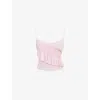 Mistress Rocks Womens Pink Shirred-panel Ruffled-trim Georgette Cami Top In Pink