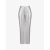 Mistress Rocks Womens Slim-fit High-rise Metallic Faux-leather Trousers Silver In Silver