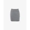 Mistress Rocks Womens Slate Tiered Spiral-frill Pointelle-knit Skirt