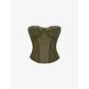 Mistress Rocks Strapless Lace Corset Top In Olive Green