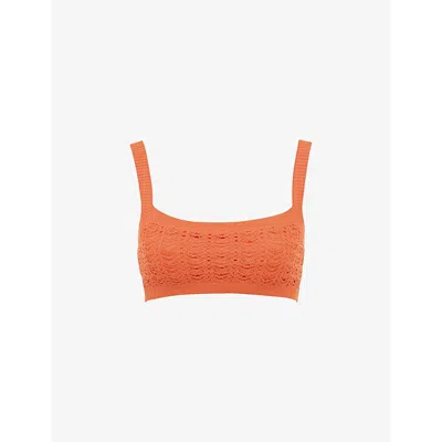 MISTRESS ROCKS WOMENS TANGERINE DAINTY SQUARE-NECK KNITTED BRALETTE