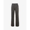 Mistress Rocks Womens  Twist Straight-cut High-rise Denim Jeans In Charcoal Grey