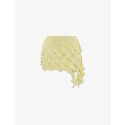 Mistress Rocks Womens Vanilla Ruffled Asymmetric-hem Georgette Mini Skirt