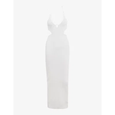 Mistress Rocks Womens White Cut-out Slim-fit Stretch-knit Maxi Dress