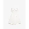 Mistress Rocks Womens White Halter-neck Lace-trim Woven Mini Dress