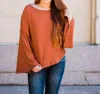 Misty Bd Bell Sleeve Top In Brick