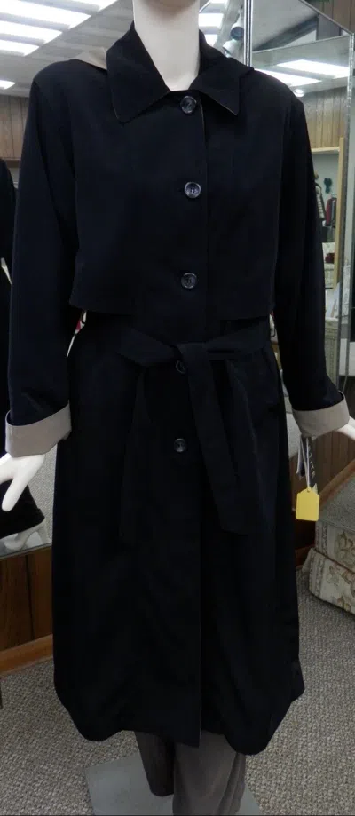 Pre-owned Misty Harbor Full Length Black Trench Coat