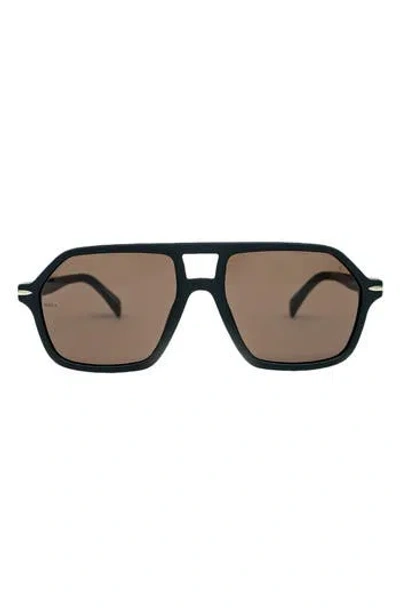 Mita Sustainable Eyewear 58mm Navigator Sunglasses In Matte Black/matte Black