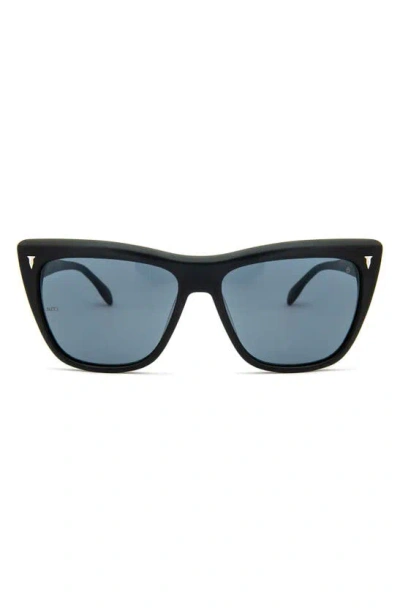 Mita Sustainable Eyewear 58mm Wynwood Cat Eye Sunglasses In Shiny Black/ Smoke