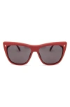 Mita Sustainable Eyewear 58mm Wynwood Cat Eye Sunglasses In Shiny Red / Smoke