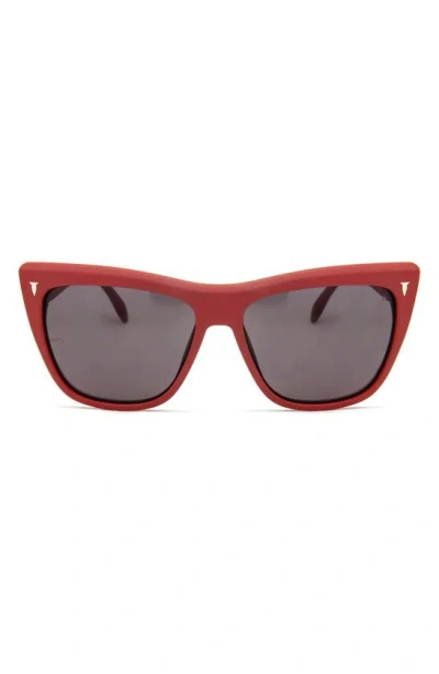 Mita Sustainable Eyewear 58mm Wynwood Cat Eye Sunglasses In Shiny Red / Smoke
