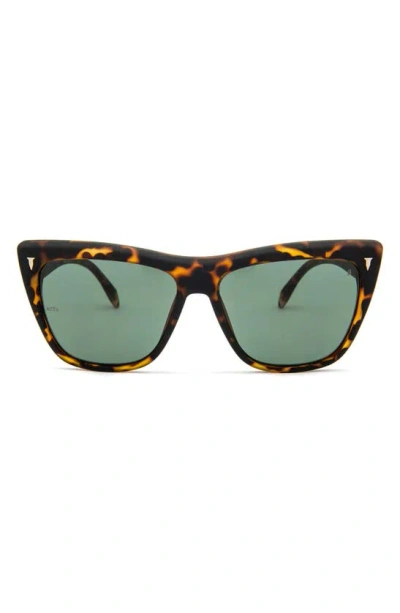 Mita Sustainable Eyewear 58mm Wynwood Cat Eye Sunglasses In Shiny Tokyo Tort / Green