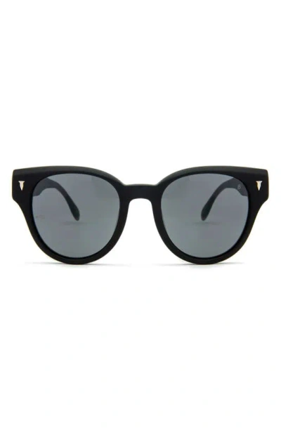 Mita Sustainable Eyewear Brickell 50mm Round Sunglasses In Matte Black / Smoke