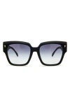Mita Sustainable Eyewear Capri 56mm Geometric Sunglasses In Matte Black/ Gradient Smoke