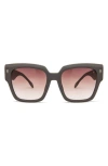 Mita Sustainable Eyewear Capri 56mm Geometric Sunglasses In Matte Grey / Gradient Amber