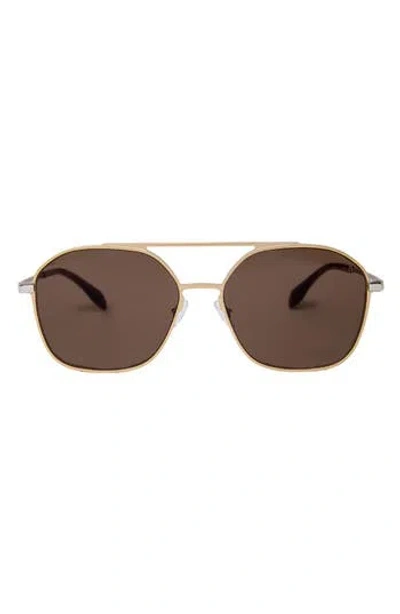 Mita Sustainable Eyewear Duomo 58mm Aviator Sunglasses In Brown