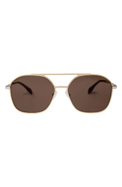 Mita Sustainable Eyewear Duomo 58mm Aviator Sunglasses In Lt. Gold/ Brown