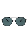 Mita Sustainable Eyewear Duomo 58mm Aviator Sunglasses In Matte Black/ Green