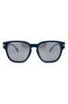 Mita Sustainable Eyewear Key West 55mm Square Sunglasses In Matte Dk Blue/ Silver Mirror