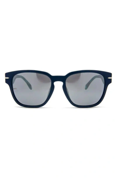 Mita Sustainable Eyewear Key West 55mm Square Sunglasses In Matte Dk Blue/ Silver Mirror