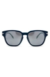 Mita Sustainable Eyewear Key West 55mm Square Sunglasses In Matte Dk Blue/silver Mirror