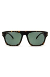 Mita Sustainable Eyewear Nile 56mm Rectangular Sunglasses In Matte Brown Demi / G-15 Green
